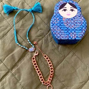 Boho Druzy Bracelet Bundle with Russian Doll Jewelry Box